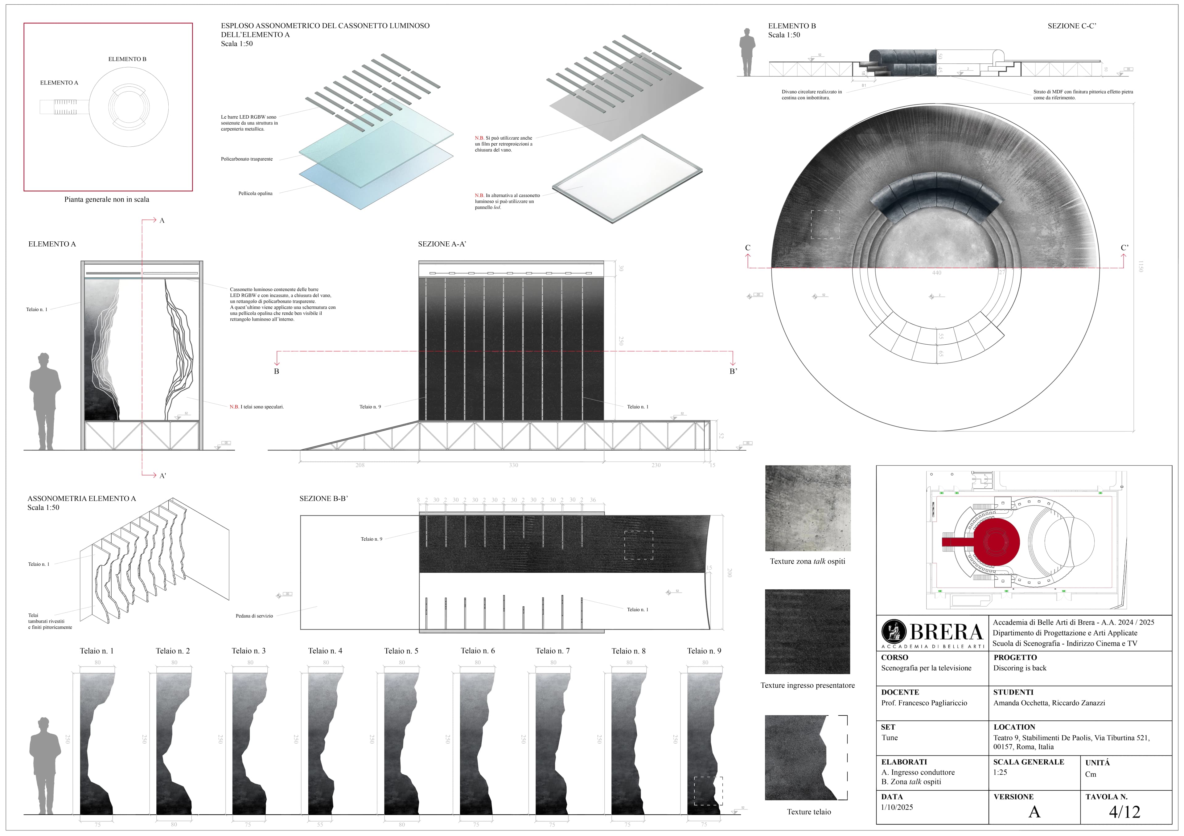 Host entrance and guest talk area for the project Discoring is back, 2025; AutoCAD, Blender, Photoshop.