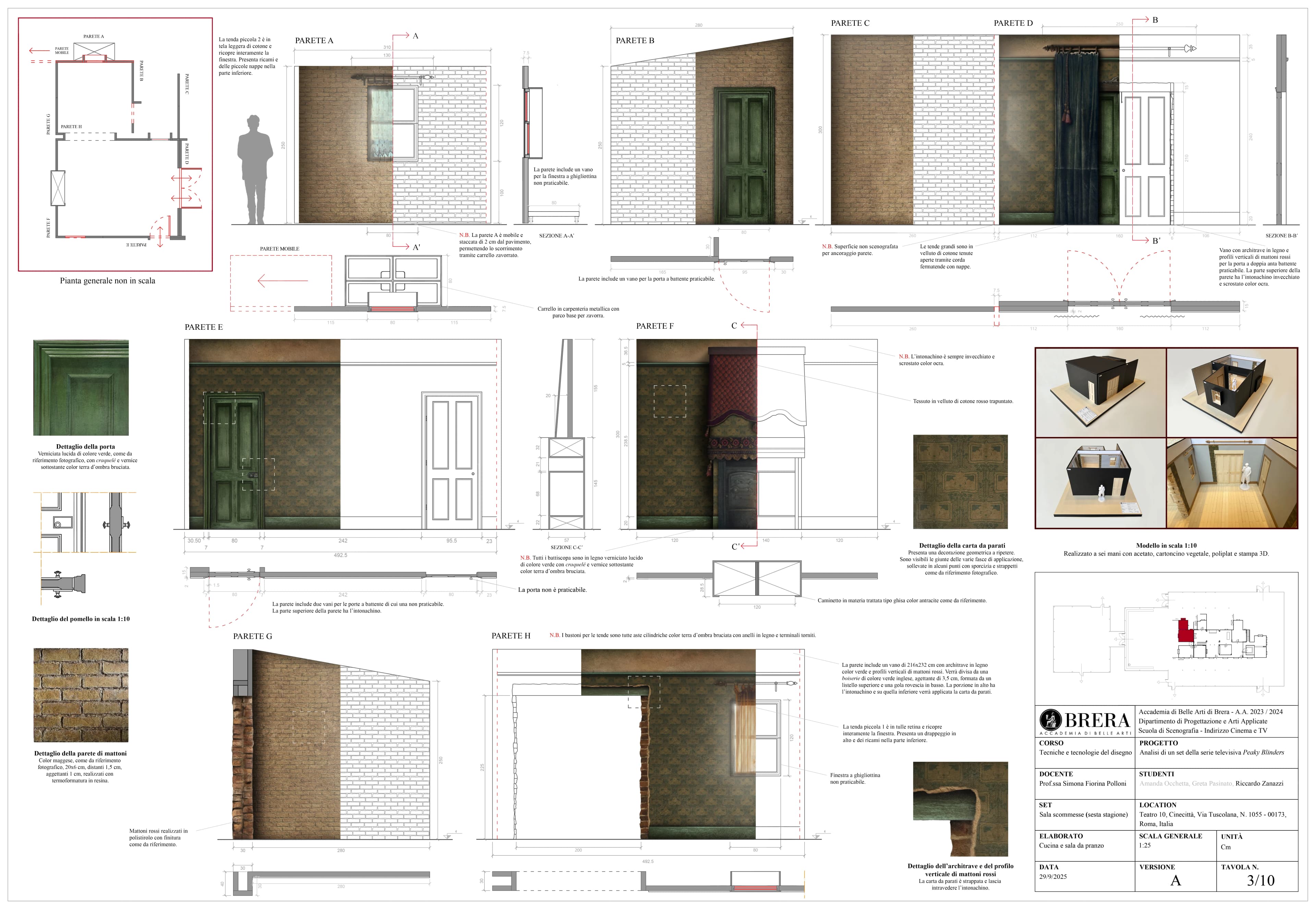 Kitchen and dining room for the project Analysis of a set from the television series Peaky Blinders, 2025, AutoCAD, Photoshop.