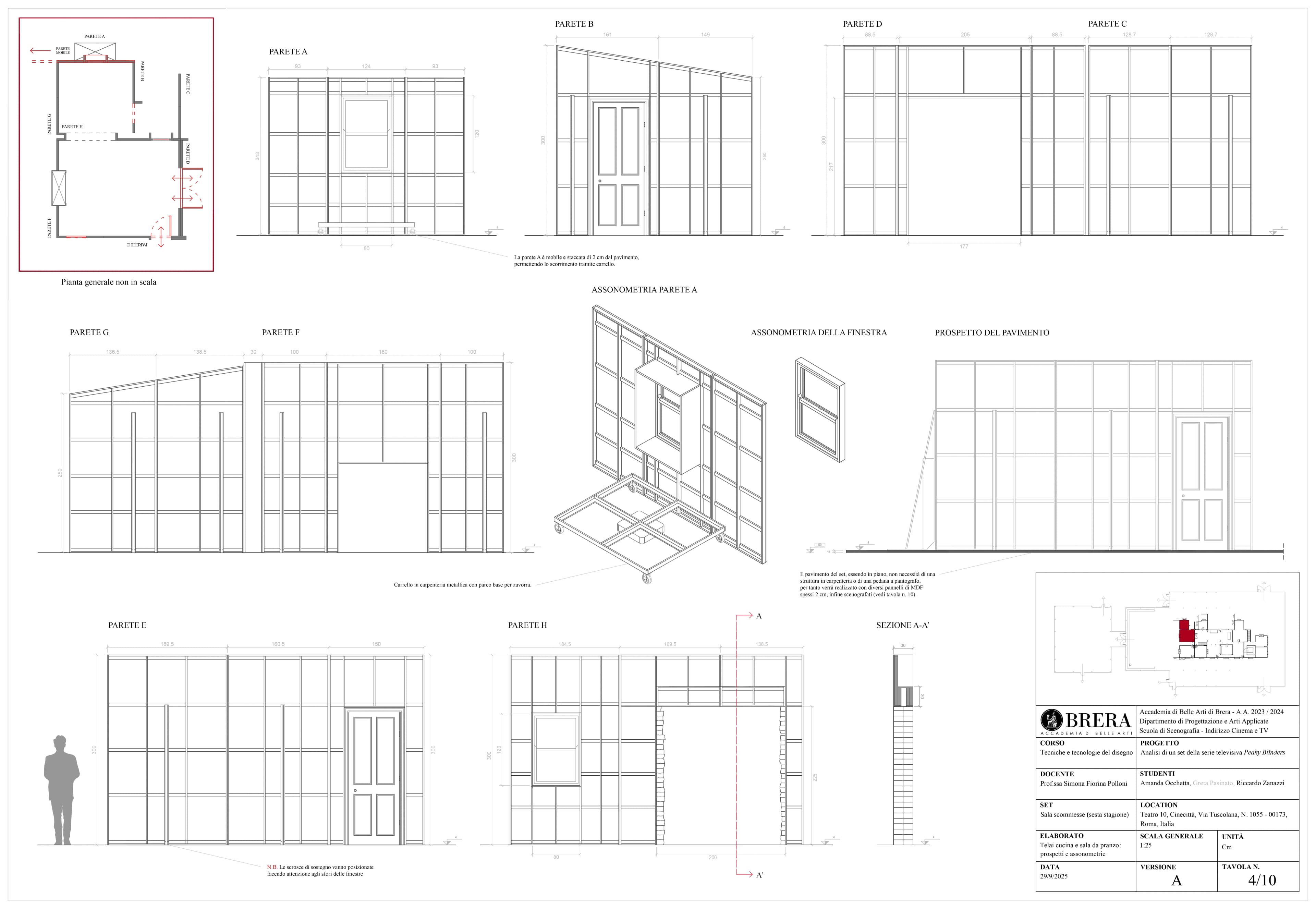 Flats for the kitchen and dining room for the project Analysis of a set from the television series Peaky Blinders, 2025; AutoCAD, Photoshop.