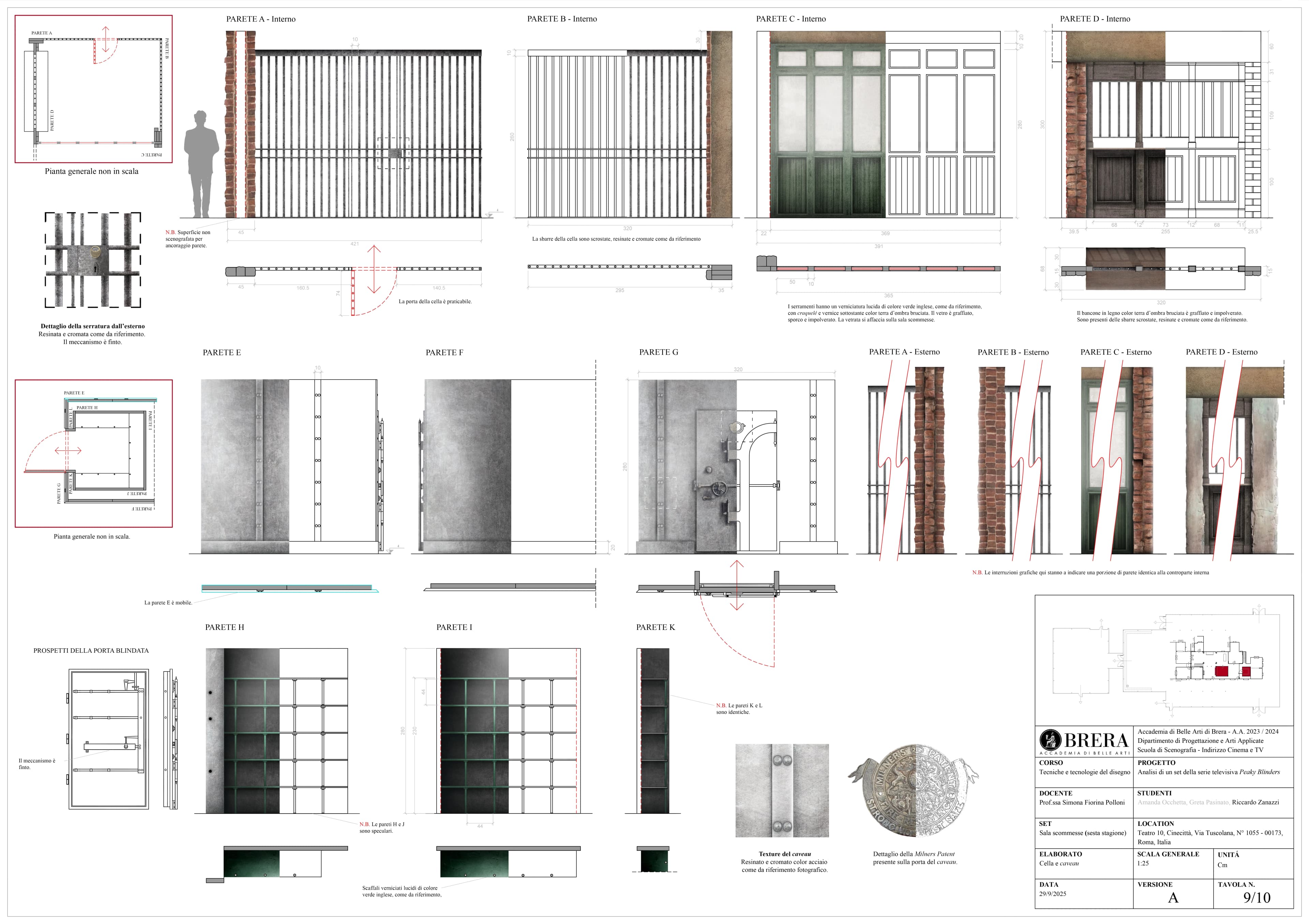 Cell and vault for the project Analysis of a set from the television series Peaky Blinders, 2025; AutoCAD, Photoshop.