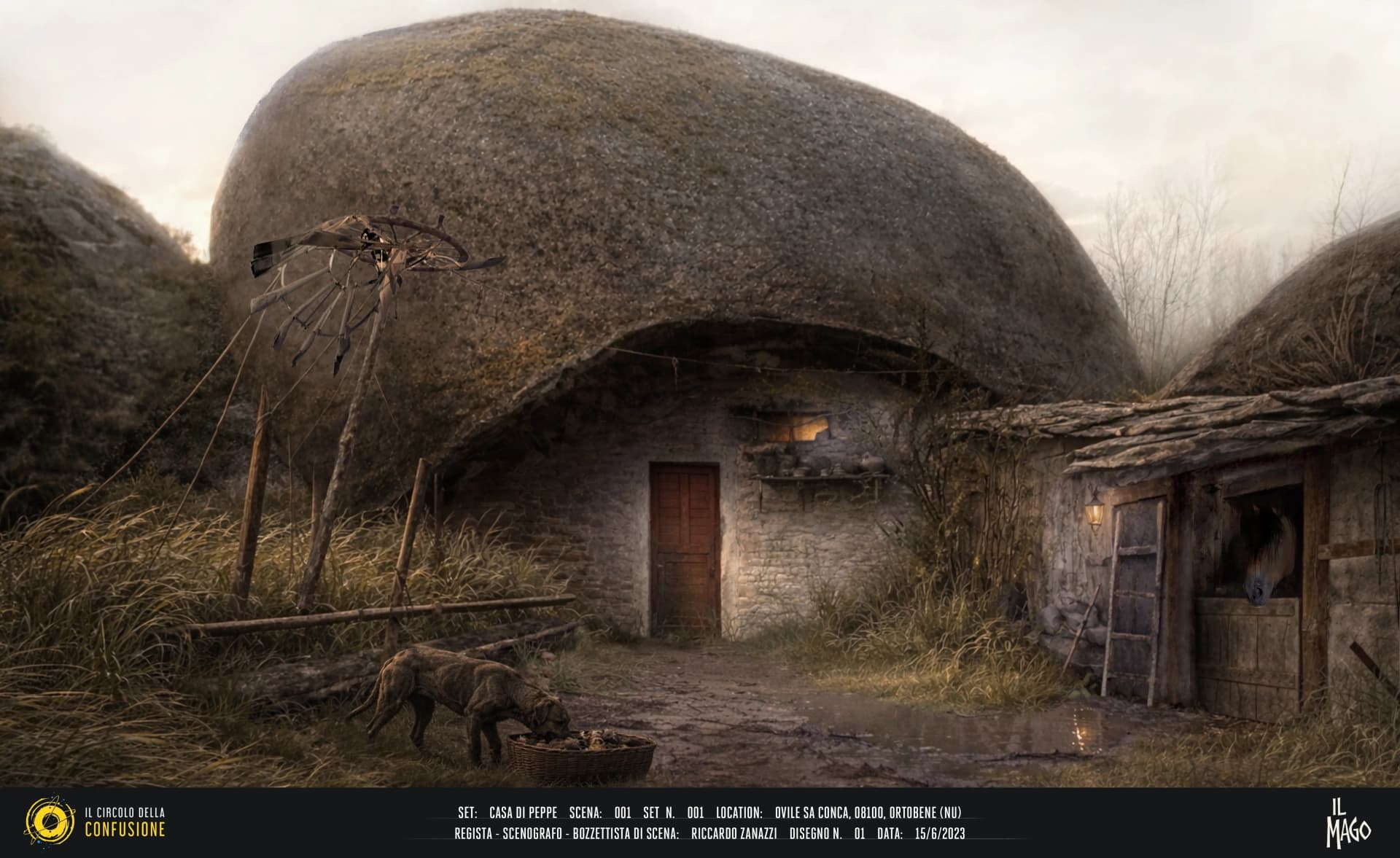 Bozzetto di scena — Casa di Peppe (Sc. 1)